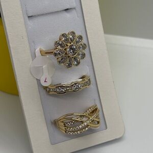 Trio of gold-plated rings